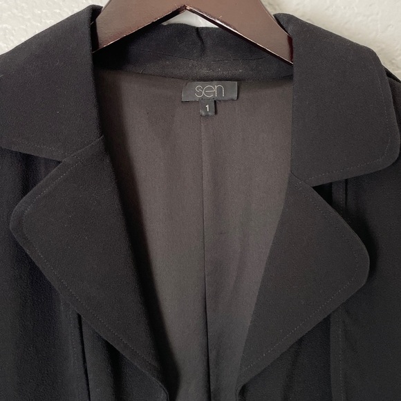 Sen Black Blazer Jacket Open Front Small - Picture 3 of 7